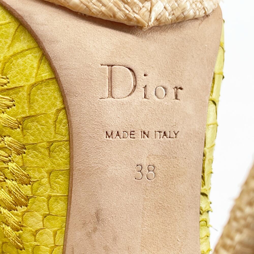 Dior Yellow Python Snakeskin Raffia Embroidered S… - image 12